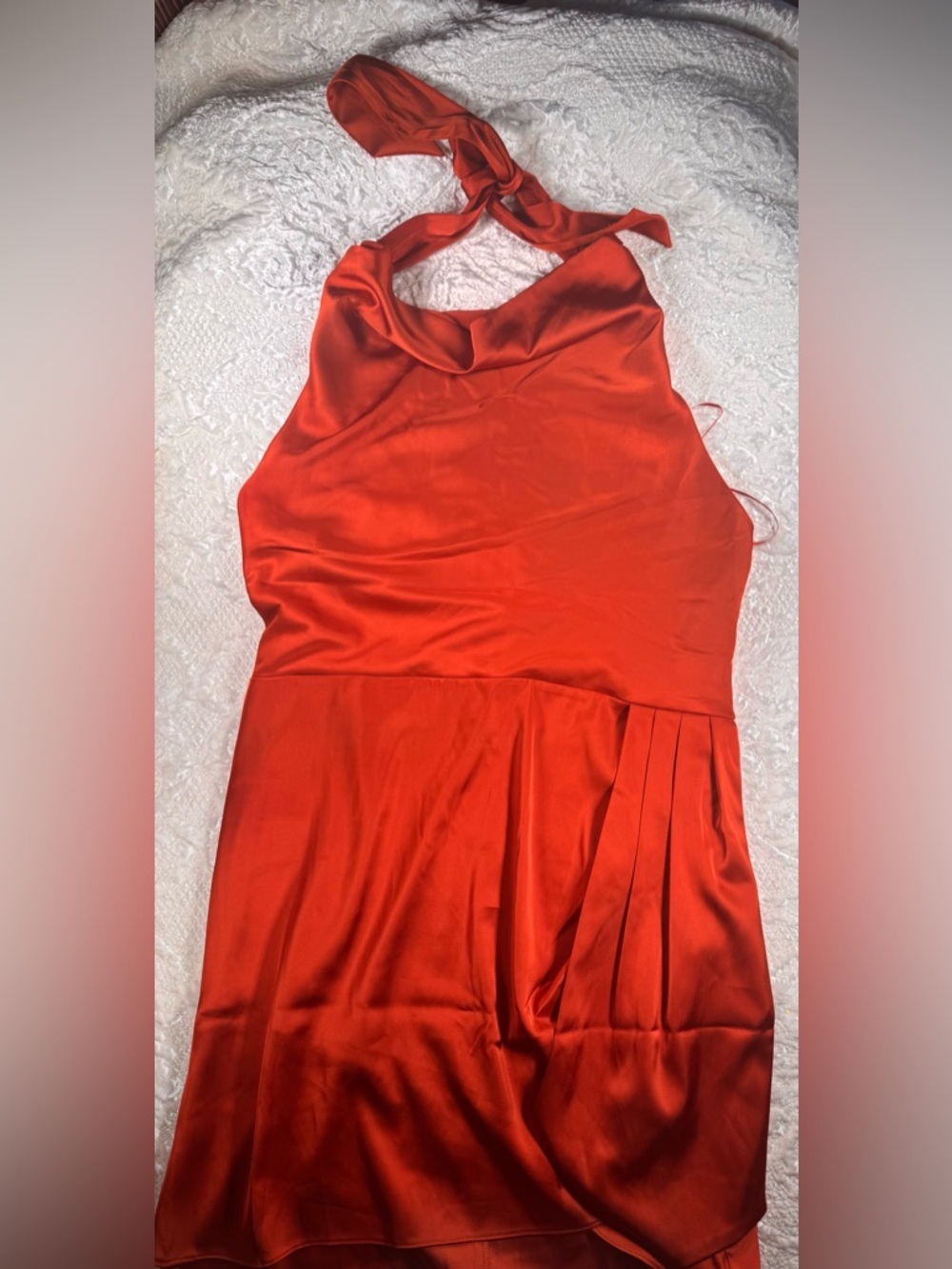 House of Harlow Orange Halter Satin Evening Dress - Picture 2 of 5